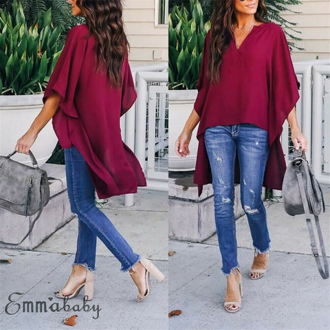 V-Neck Chiffon Top Shirts
