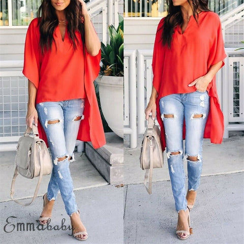 V-Neck Chiffon Top Shirts