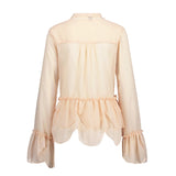 Women Long Sleeve Tops Shirts Lolita Sweet Tie Collar Shirts Blouses