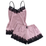 2pcs Satin  Lace Sleepwear