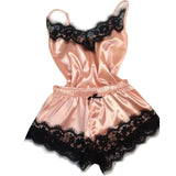 2pcs Satin  Lace Sleepwear