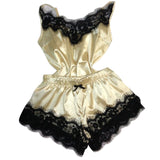 2pcs Satin  Lace Sleepwear