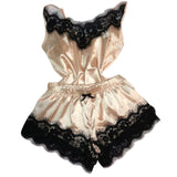 2pcs Satin  Lace Sleepwear