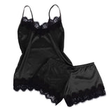 2pcs Satin  Lace Sleepwear