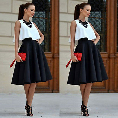Vintage crop top and black Mini Skirt