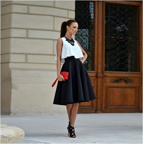 Vintage crop top and black Mini Skirt
