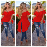 Off The Shoulder Women Ruffle Shirt