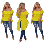 Off The Shoulder Women Ruffle Shirt