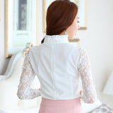 Women's Chiffon Lace Blouse Long Sleeve Ruffles Shirt Chiffon Tops  New Spring