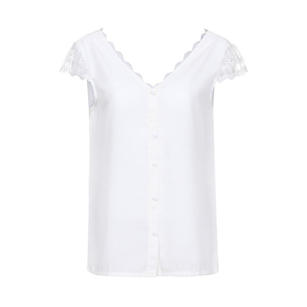 Free Shipping Lady Sexy Backless Lace Shirt Women Summer Short Sleeve Ruffle Lace Blouse White Tops 80808