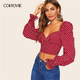 Red Polka Dot Crop Blouse