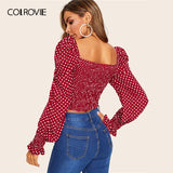 Red Polka Dot Crop Blouse