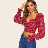 Red Polka Dot Crop Blouse